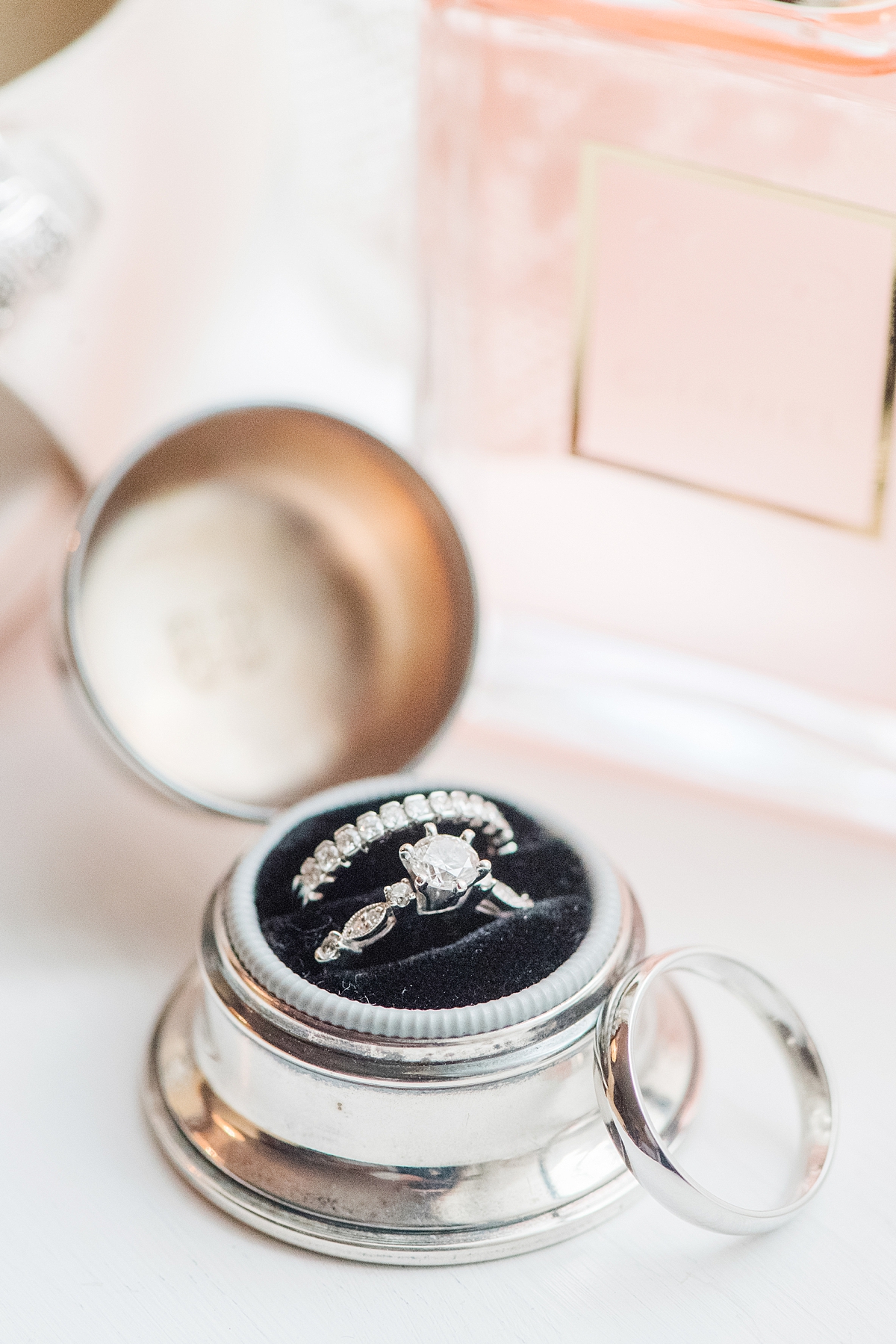 vintage ring box with engagement ring